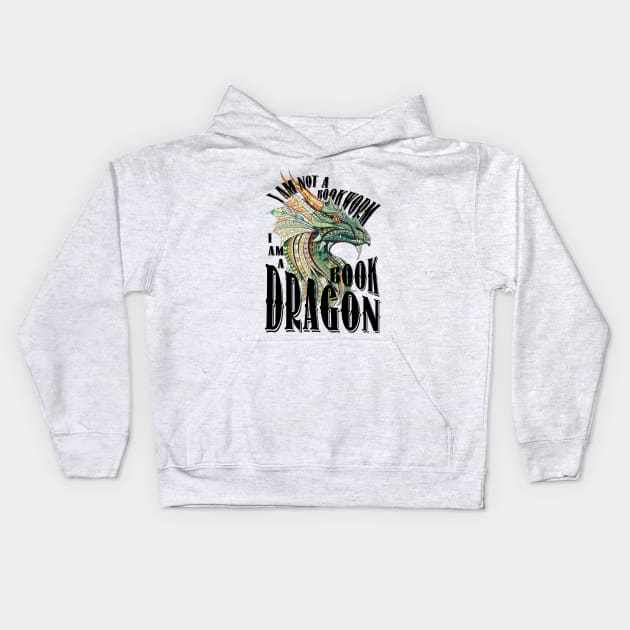 I Am A Book Dragon Kids Hoodie by pembertea